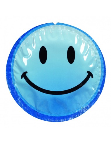 Préservatif lubrifié en latex smiley x 1 couleur aléatoire 54mm - 100EXSS