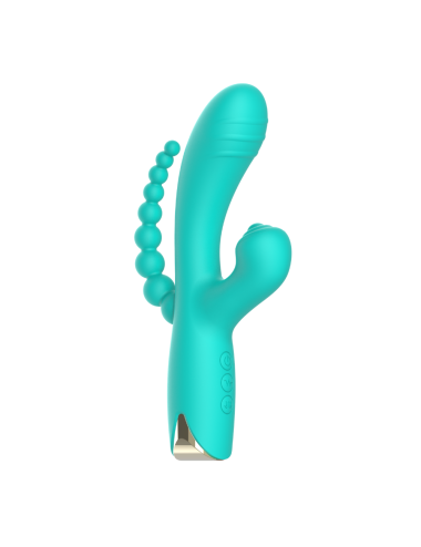 Vibromasseur triple stimulation USB turquoise Snappy Bunny - WS-NV062CTUR