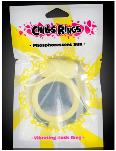 Cockring phosphorescent jaune vibrant avec stimulation du clitoris - CC570028