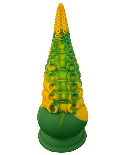 Gode ventouse tentacule Kraken vibrant 21 cm vert et jaune USB - WS-NV101