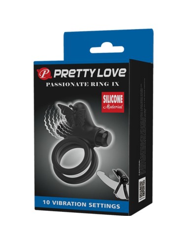 PRETTY LOVE - DOUBLE ANNEAU VIBRANT AVEC STIMULATEUR NOIR