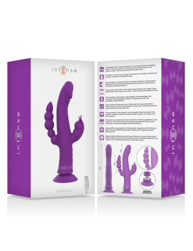 INTENSE - VIBRATEUR EN SILICONE CASANOVA RABBIT TRIPLE MOTEUR VIOLET