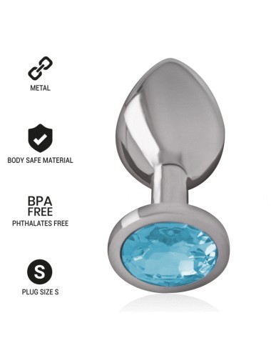 INTENSE - PLUG ANAL EN MÉTAL ALUMINIUM AVEC CRISTAL BLEU TAILLE S