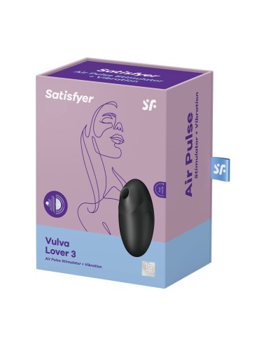 Stimulateur clitoridien par air pulsé et vibration noir USB Vulva Lover 3 Satisfyer - CC597827