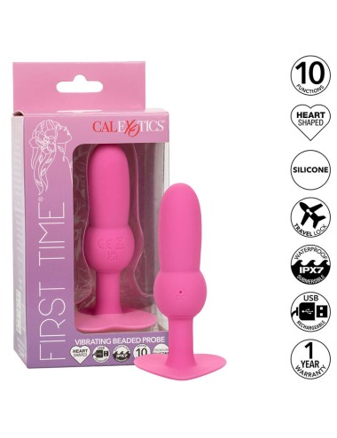 CALEXOTICS - FIRST TIME SONDE ANAL PLUG PERLÉE 10 VIBRATIONS ROSE