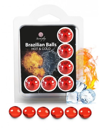 6 Brazilian Balls huile de massage effet chaud et froid 3629-1 - BZ-03753 - Huiles de massage -