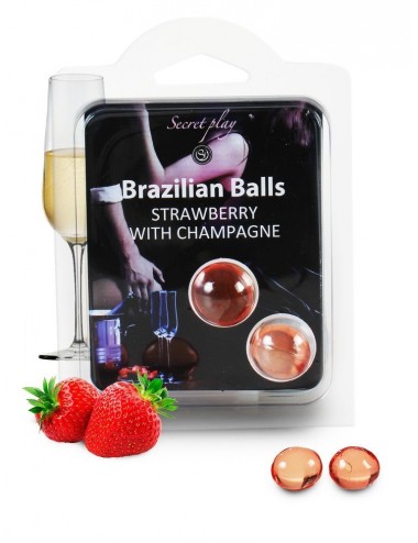 Duo Brazilian Balls Fraise champagne 3385-2 - Huiles de massage - Brazilian Balls