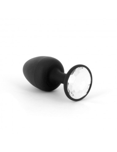Sextoys - Plugs - Plug Anal effet boules de geisha Orné d'un cristal synthétique Diamond M Noir et Blanc - Dorcel