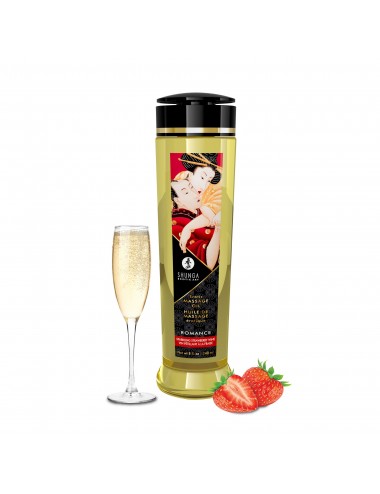 Huile de massage érotique - Romance - Vin pétillant fraise - 240 ml - Huiles de massage - Shunga