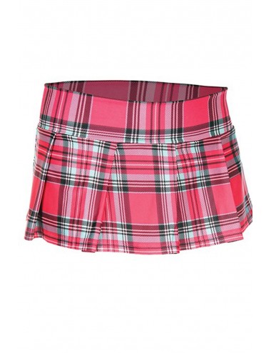 Lingerie - Robes et jupes sexy - Mini-jupe plissée rose vif style ecossais - ML25074HPK - Music Legs