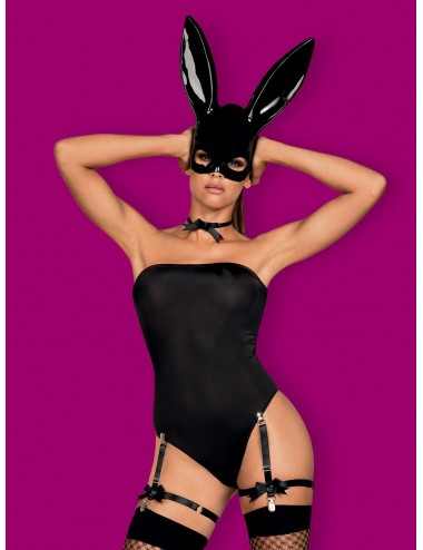 Lingerie - Costumes sexy - Costume 4 pièces avec les oreilles coquines et jarretelles bunny - Obsessive