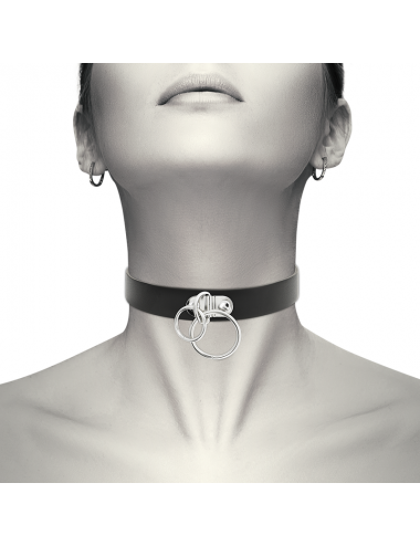Sextoys - Bondage - SM - COQUETTE HAND CRAFTED CHOKER VEGAN LEATHER - DOUBLE RING - Coquette Accessories
