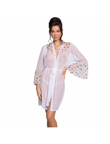 Lingerie - Robes et jupes sexy - PASSION LOVELIA PEIGNOIR - BLANC L / XL - Passion Woman Peignoirs